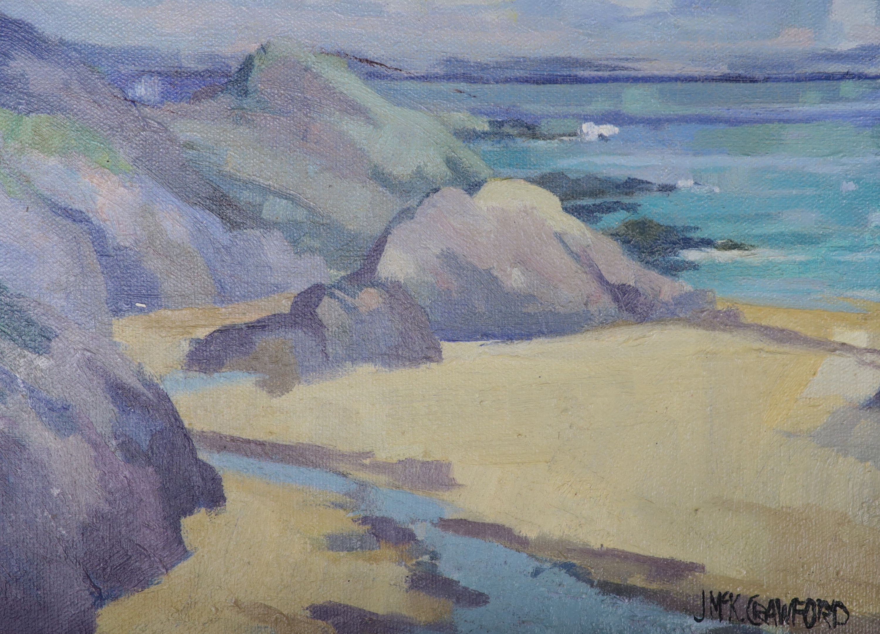 John McKinnon Crawford DA (Scottish 1931-2005), oil on canvas, Golden Sands, signed, 20 x 27cm